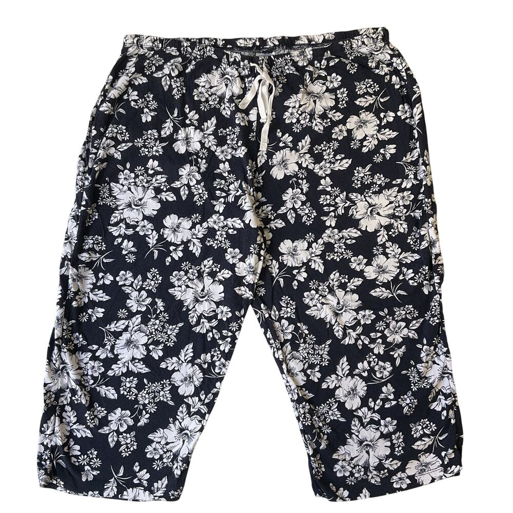 Croft & Barrow Women Sleepwear L Navy Pajama Pants Floral 17" Inseam & 32" Waist